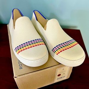 Rothy’s The Kid Sneaker White Rainbow NWB